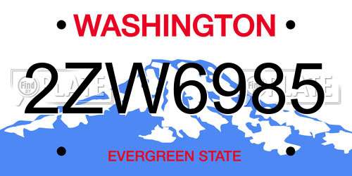 2ZW6985 Washington License Plate