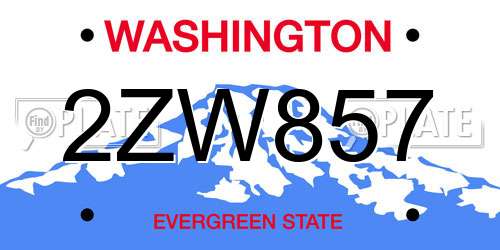 2ZW857 Washington License Plate