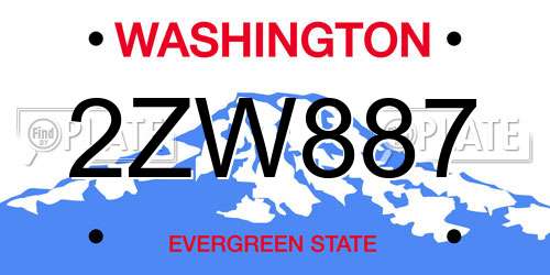 2ZW887 Washington License Plate