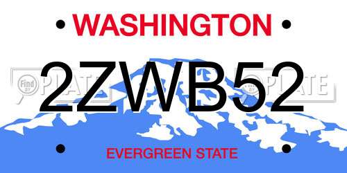 2ZWB52 Washington License Plate