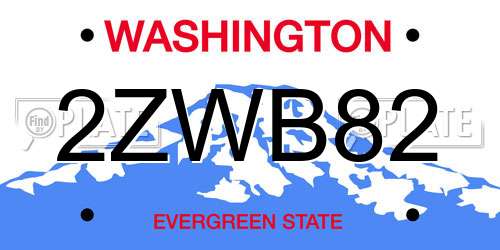 2ZWB82 Washington License Plate