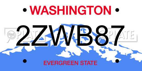 2ZWB87 Washington License Plate