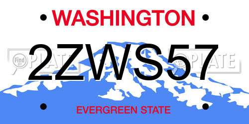 2ZWS57 Washington License Plate