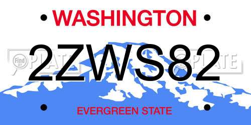 2ZWS82 Washington License Plate