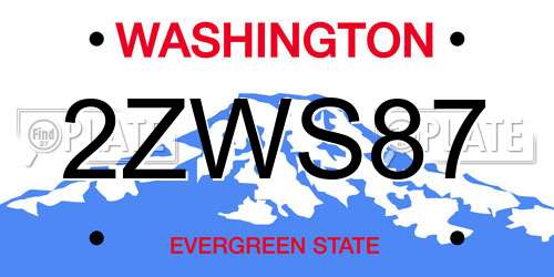2ZWS87 Washington License Plate