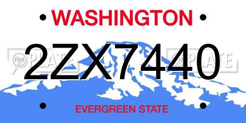 2ZX7440 Washington License Plate