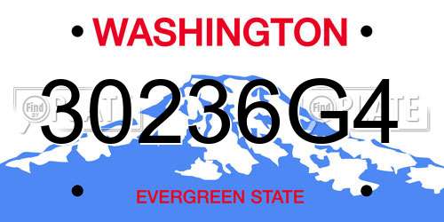 30236G4 Washington License Plate