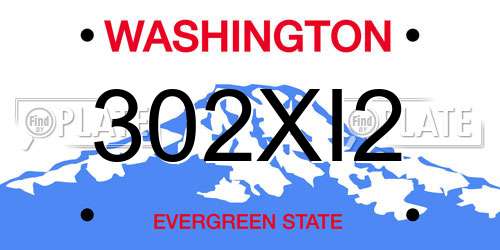 302XI2 Washington License Plate