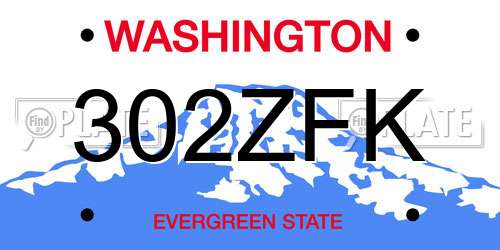 302ZFK Washington License Plate