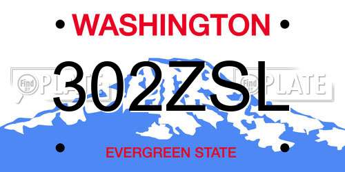 302ZSL Washington License Plate