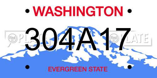 304A17 Washington License Plate