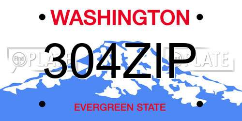 304ZIP Washington License Plate