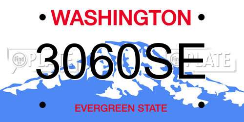 3060SE Washington License Plate