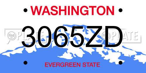 3065ZD Washington License Plate