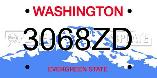3068ZD Washington License Plate