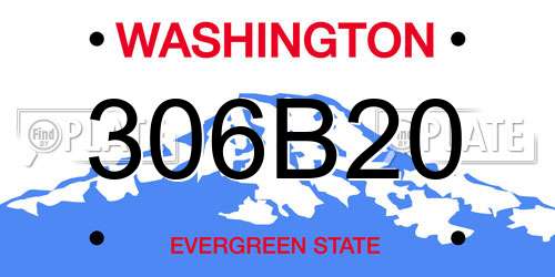306B20 Washington License Plate