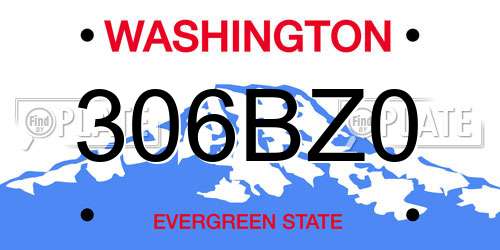 306BZ0 Washington License Plate