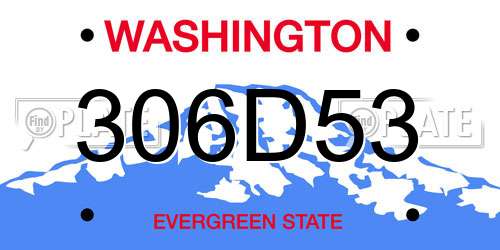 306D53 Washington License Plate