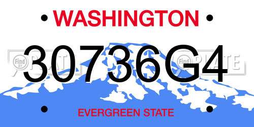30736G4 Washington License Plate
