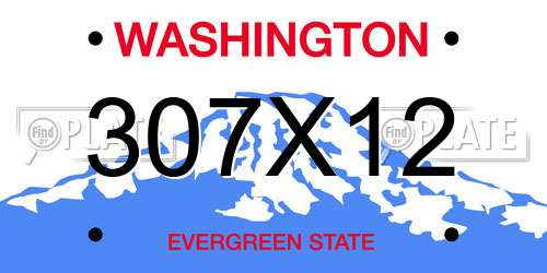 307X12 Washington License Plate