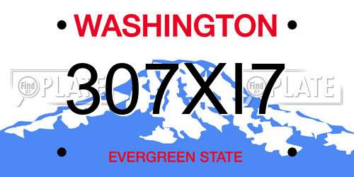 307XI7 Washington License Plate