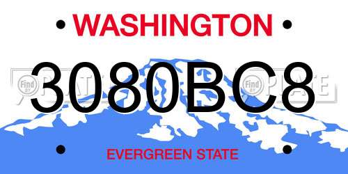 3080BC8 Washington License Plate