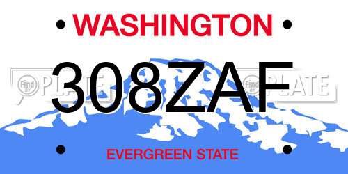 308ZAF Washington License Plate