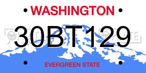30BT129 Washington License Plate