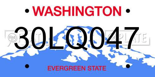 30LQ047 Washington License Plate