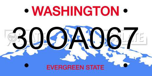 30OA067 Washington License Plate