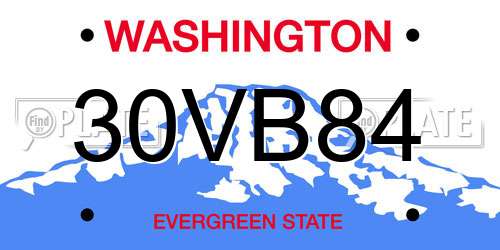 30VB84 Washington License Plate