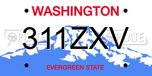 311ZXV Washington License Plate