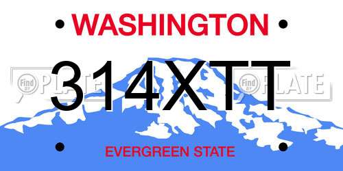 314XTT Washington License Plate