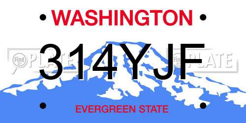 314YJF Washington License Plate