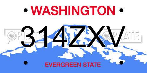 314ZXV Washington License Plate