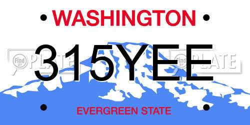 315YEE Washington License Plate
