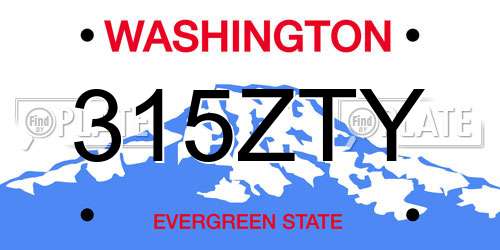 315ZTY Washington License Plate