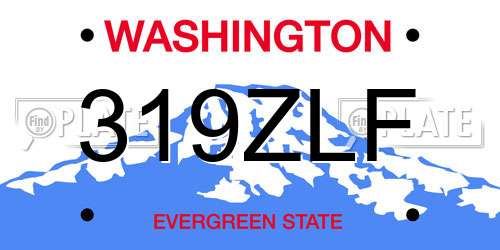 319ZLF Washington License Plate