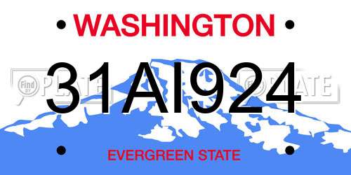31AI924 Washington License Plate