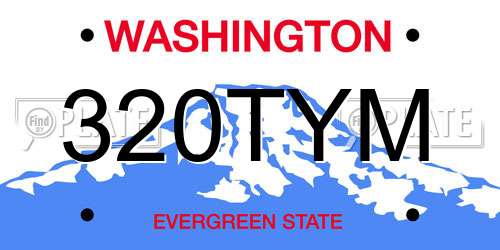 320TYM Washington License Plate