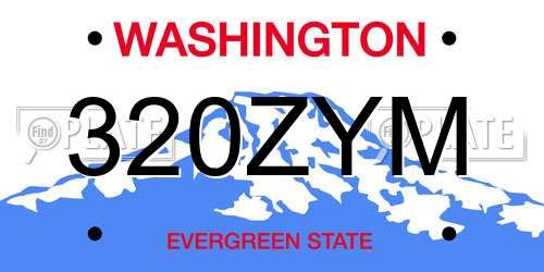 320ZYM Washington License Plate