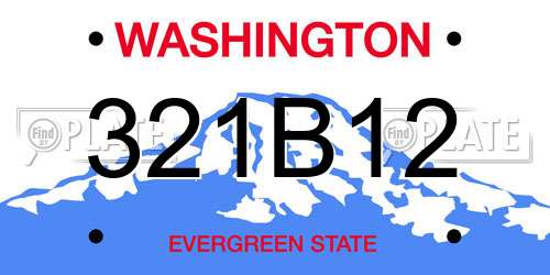 321B12 Washington License Plate