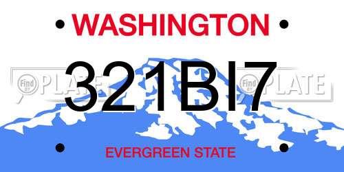 321BI7 Washington License Plate