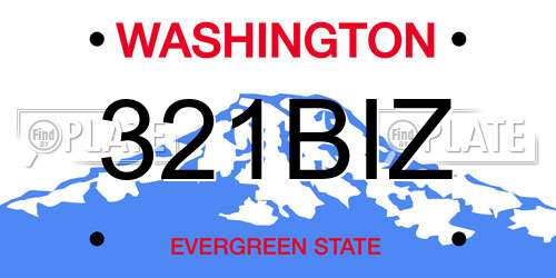 321BIZ Washington License Plate