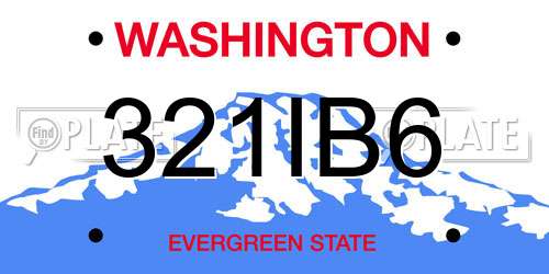 321IB6 Washington License Plate