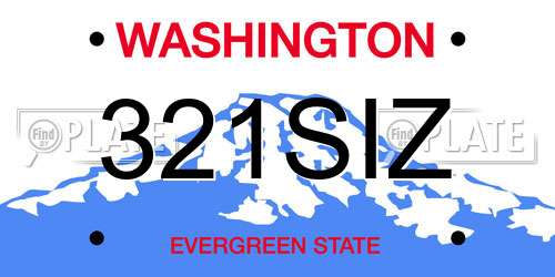 321SIZ Washington License Plate
