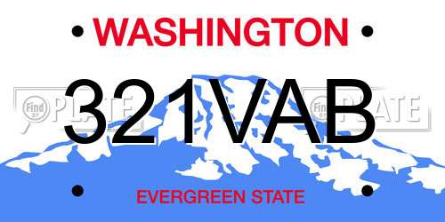 321VAB Washington License Plate