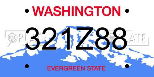 321Z88 Washington License Plate