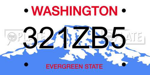 321ZB5 Washington License Plate