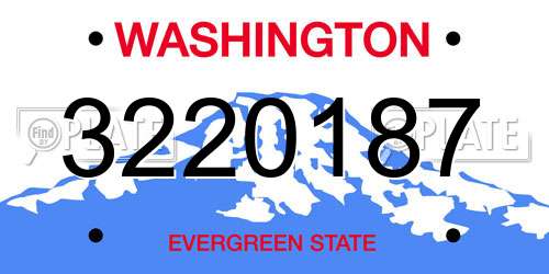 3220187 Washington License Plate